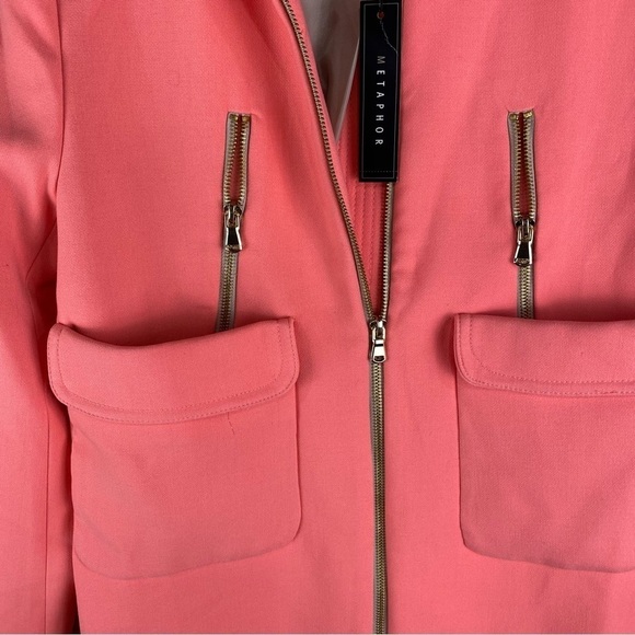 Metaphor: Missy Longline Zipper Pocket Winter Overcoat Jacket Salmon Pink‎ (NWT) - Picture 3 of 5